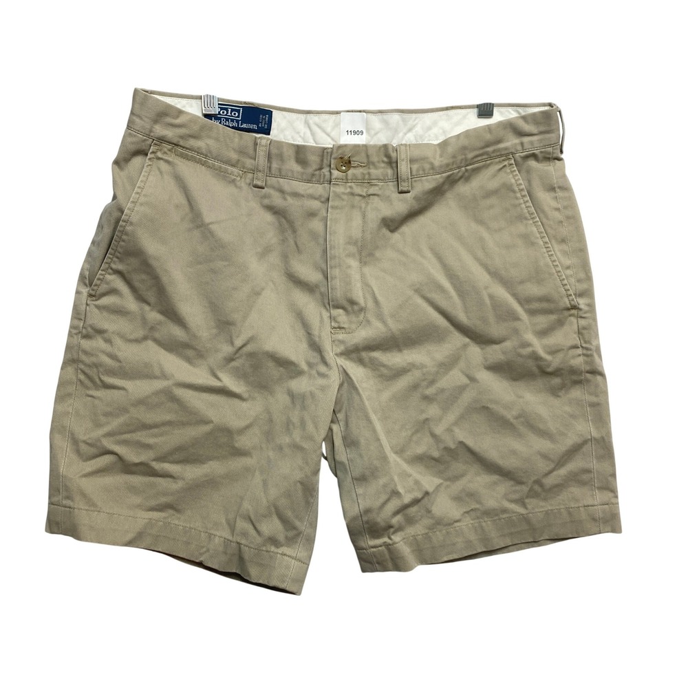 Polo Ralph Lauren Shorts Mens 34 Tan Preston Pant Chino Cotton Twill Classic Y2K